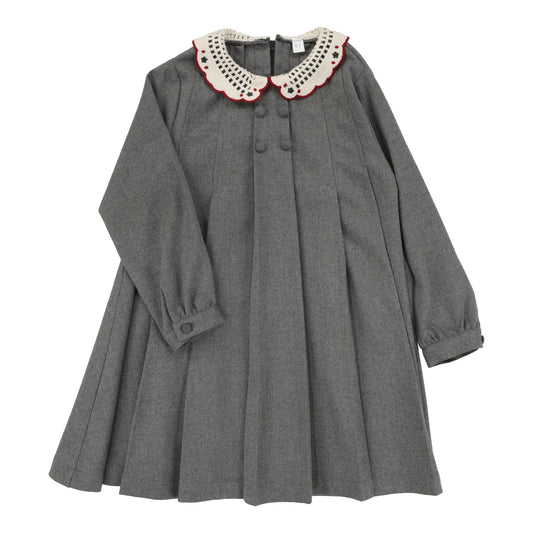 Crochet Collar Dress  Mid Grey