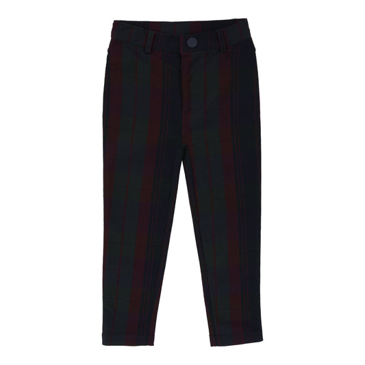 Printed Pants- Burgundy Plaid