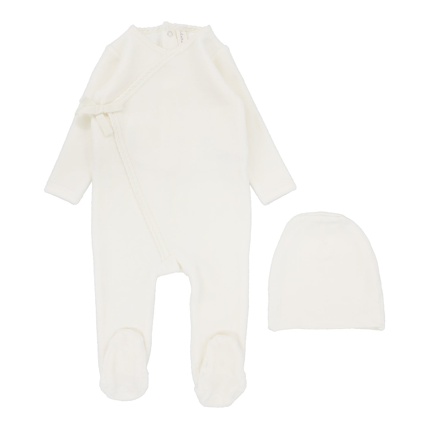 Velour Wrap Footie- Cream