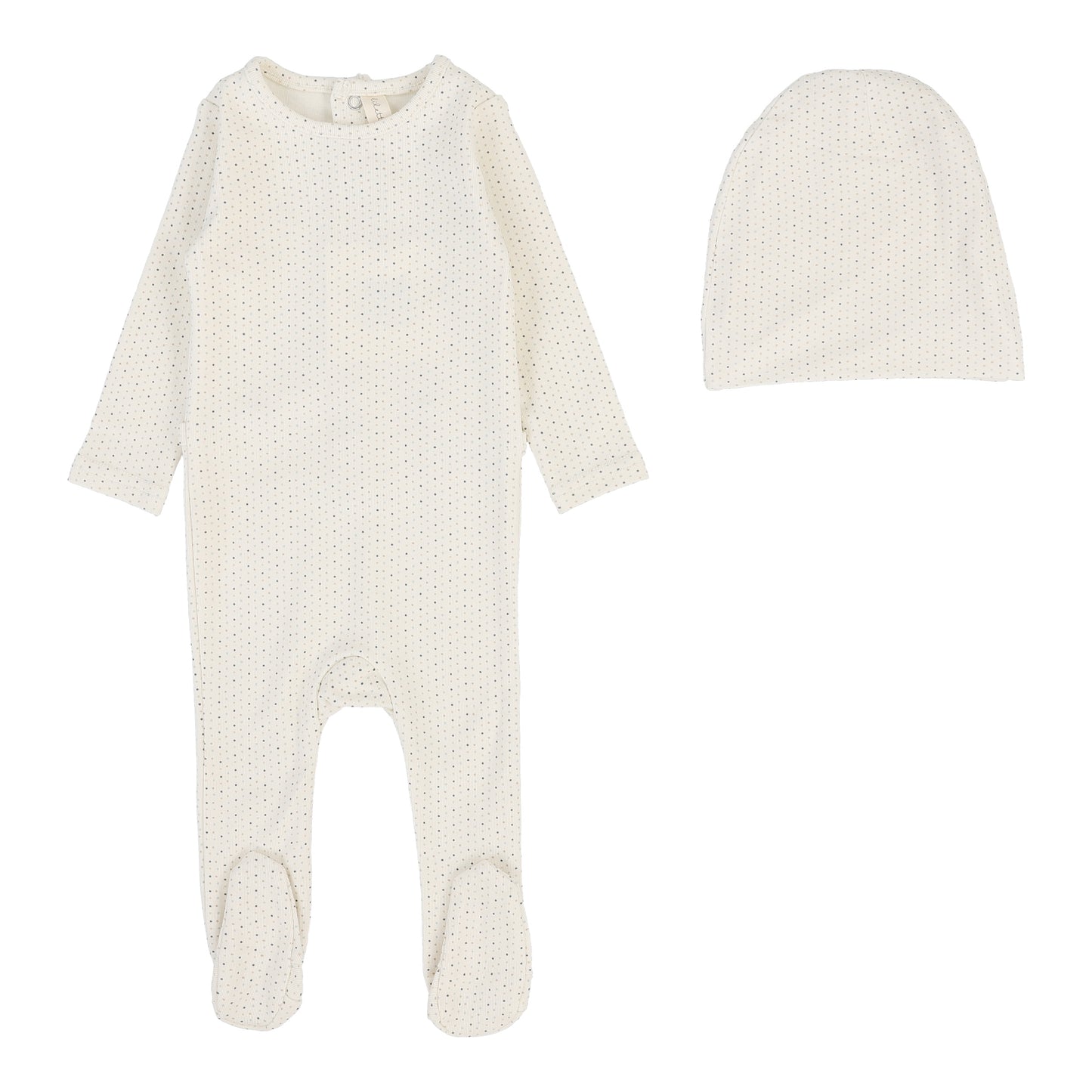 Dotted Footie Set  Cream/Blue
