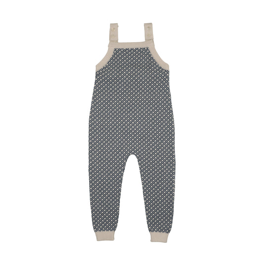 HEIRLOOM KNITS KNIT OVERALLS- BLUE/CREAM