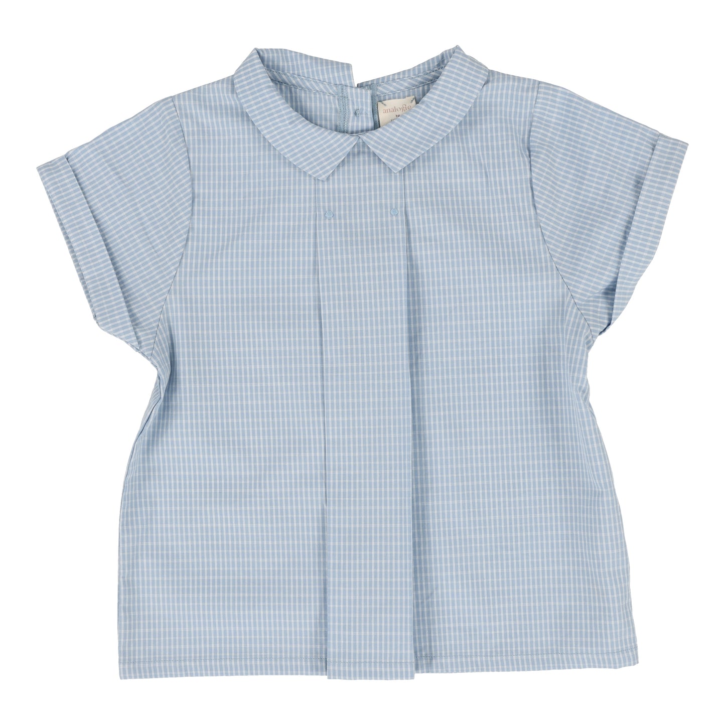 Windowpane Toddler Collar Shirt- Light Blue