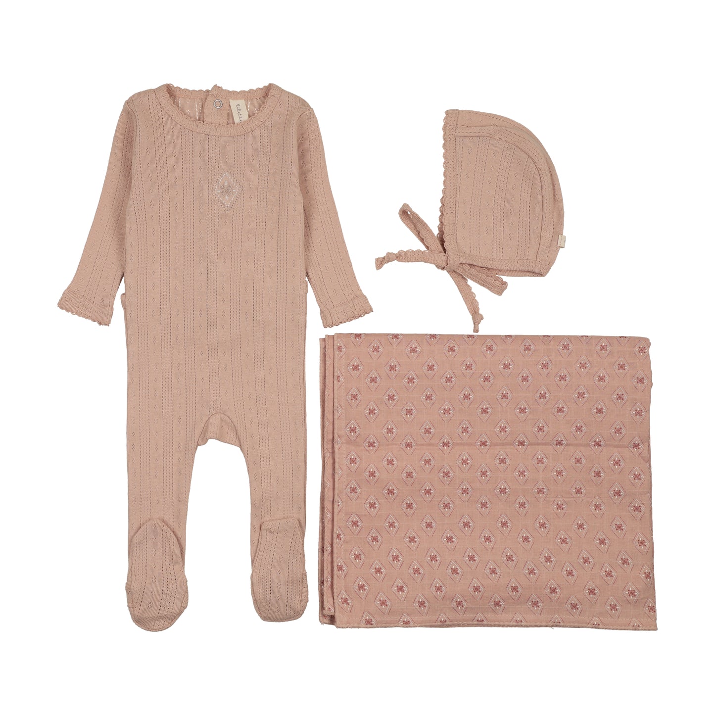 Geo Floral Embroidered Layette Set