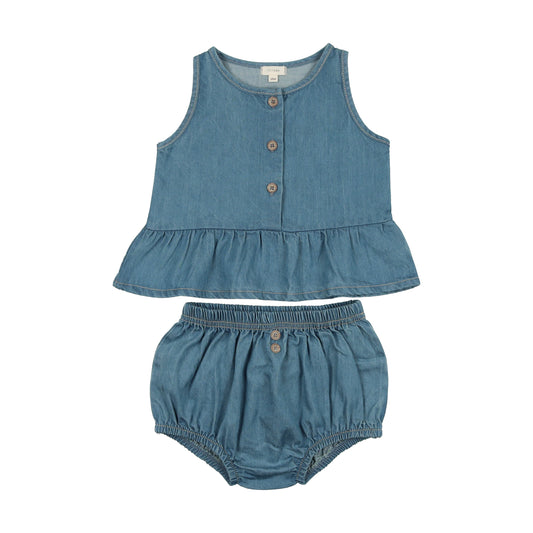 Denim Tencil Girls Tank Set