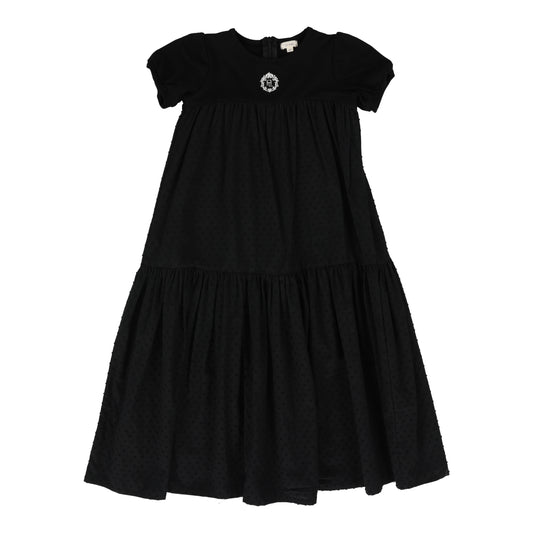 Emblem Maxi Dress Short Sleeves- Balck