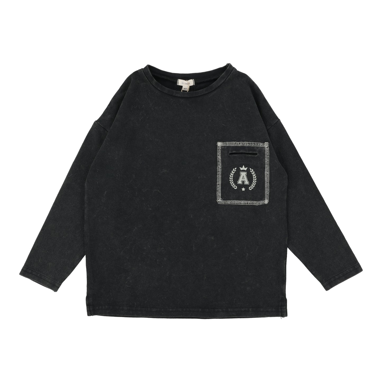 Boys Pocket Tee  Black Wash