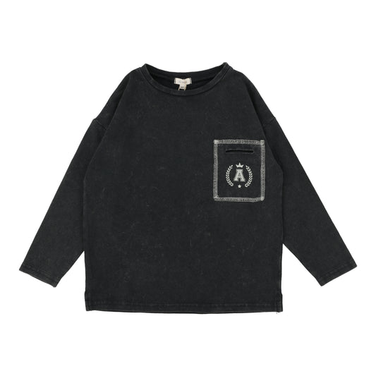 Boys Pocket Tee  Black Wash