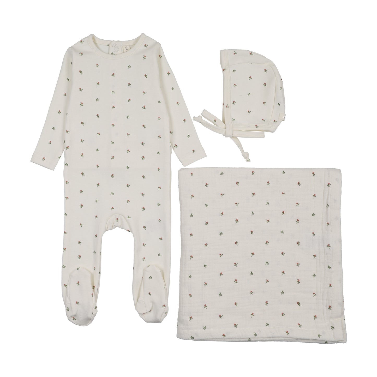 BITSY FLORAL LAYETTE SET- CREAM/PINK