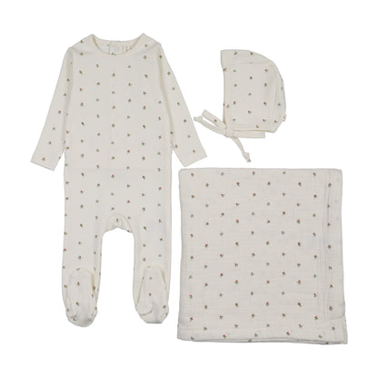 BITSY FLORAL LAYETTE SET- CREAM/PINK