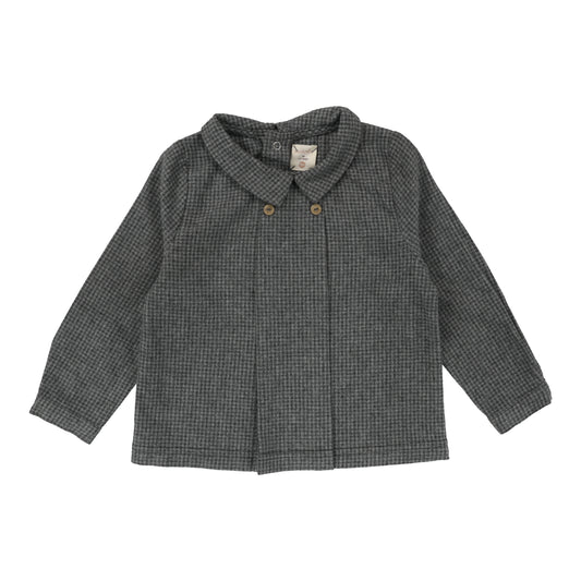 Toddler Boy Shirt- Grey Houndstooth