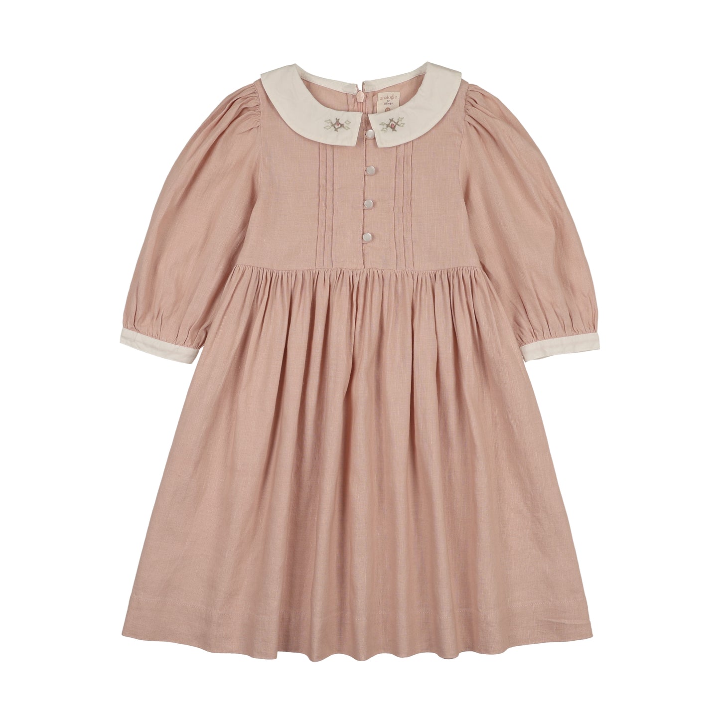 Pintuck Collar Dress 3/4 Sleeve