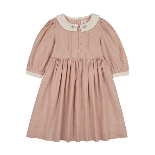 Pintuck Collar Dress 3/4 Sleeve