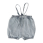 Denim Bubble Suspender Shorts