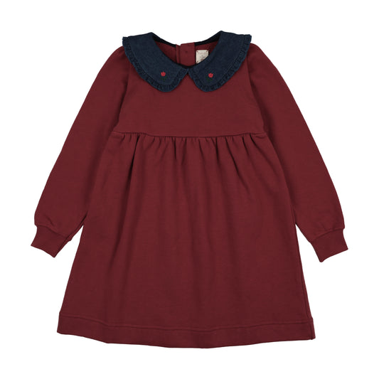 SWT CMPGN DNM COLLAR SWEATSHIRT DRESS- VINTAGE RED