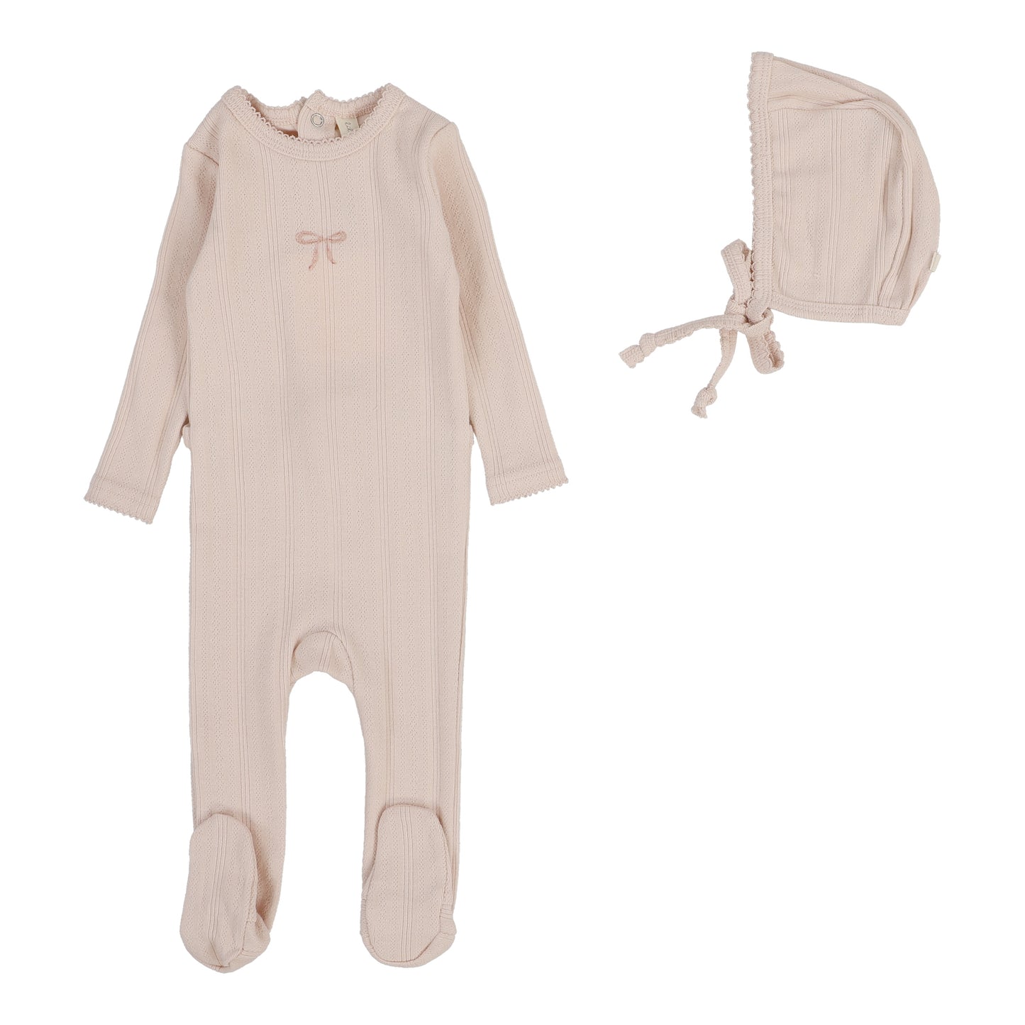 Pointelle Graphic Layette Set  Soft Pink Bow