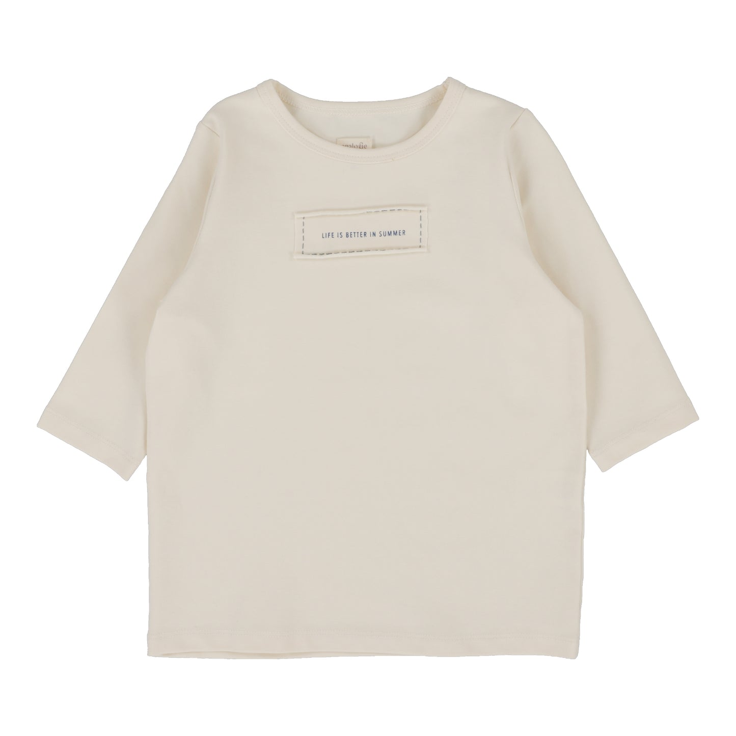 Girl Patch Tee Three Quarter Sleeve- Natuarl