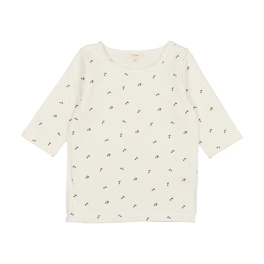 Three Quarter Sleeve Cherry  Tee