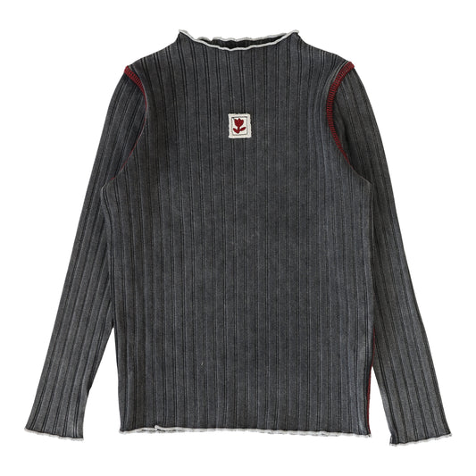 Contrast Funnel Neck  Black Wash