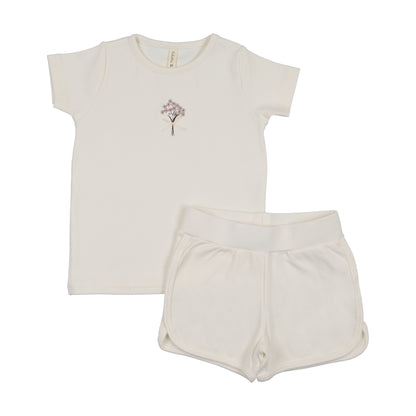 Bouquet Graphic Short Sleeve Set With Bloomers