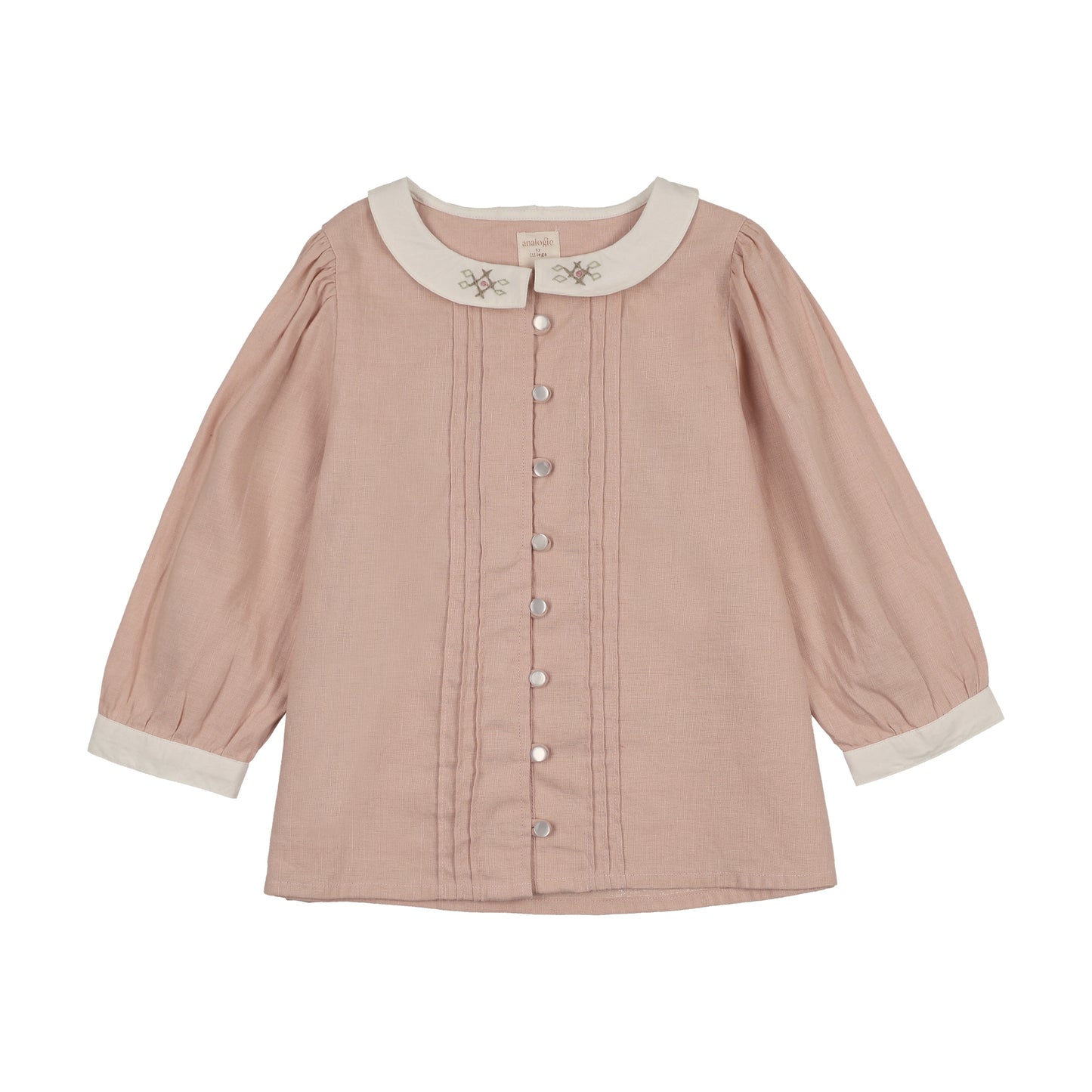 Pintuck 3/4 Sleeve Collar Blouse