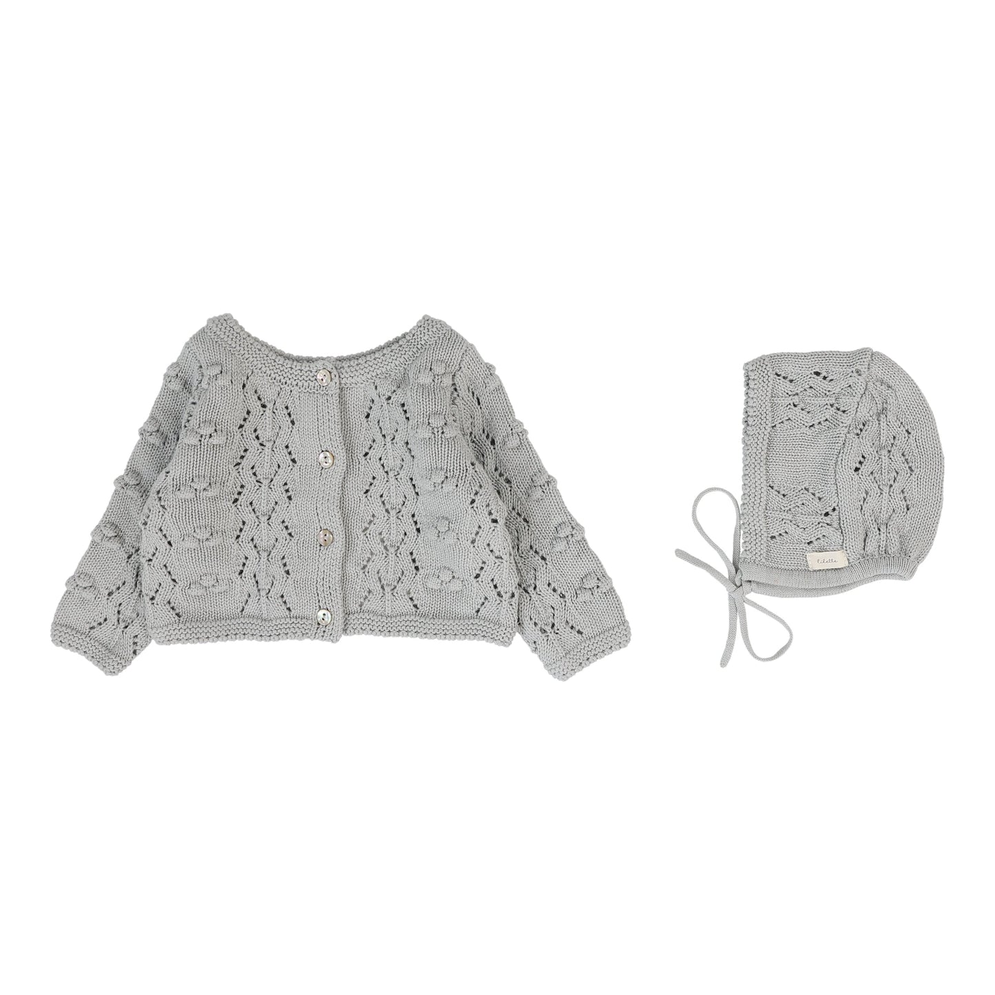 Popcorn Weave Cardigan Set  Light Blue