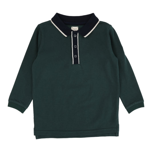 Contrast Trim Polo  Green