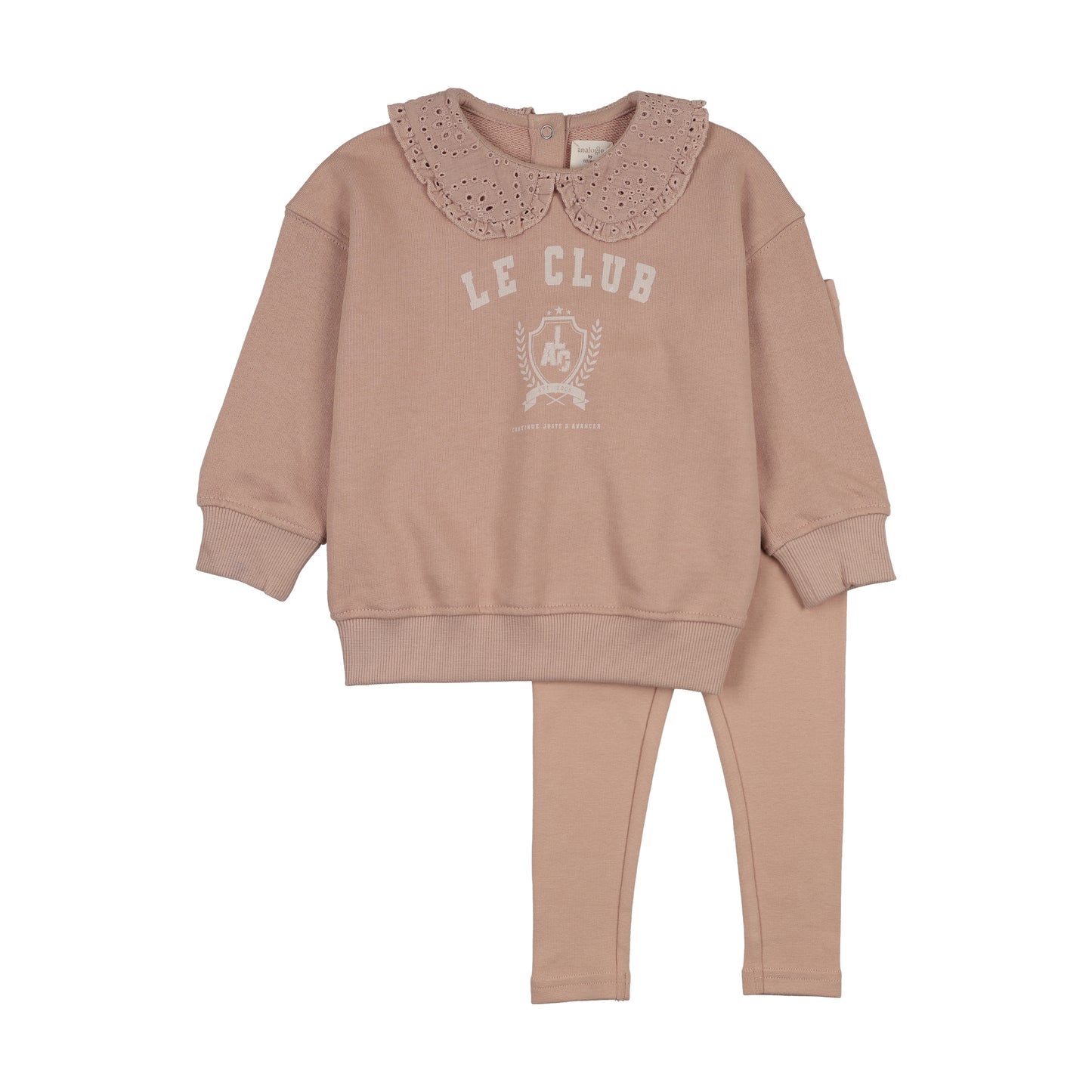VARSITY CREST GIRLS SWEATSHIRT SET- BUD PINK