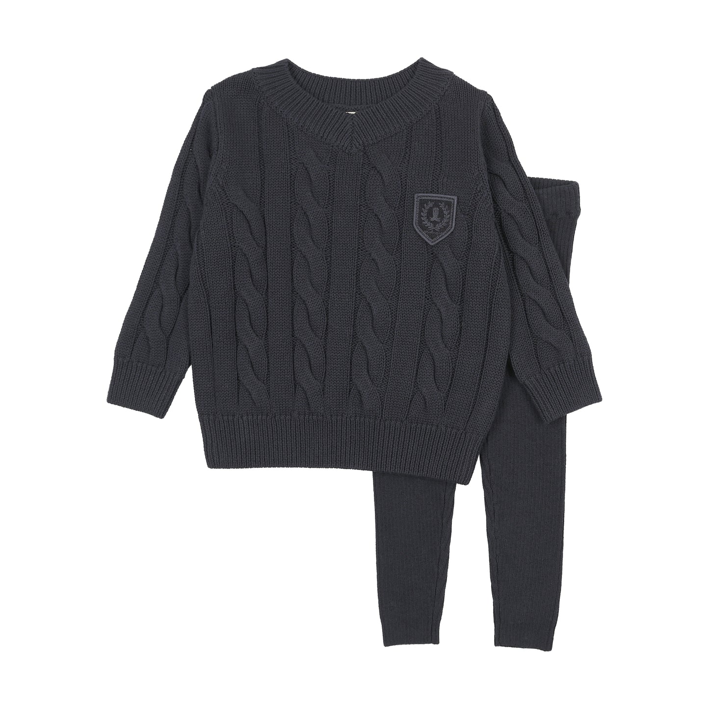 CHUNKY CABLE KNIT TODDLER SET- NAVY