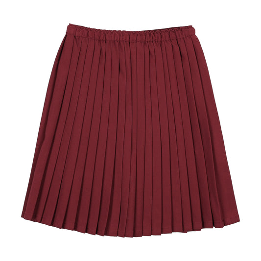 KNIFE PLEATED SKIRT- DEEP RED