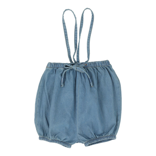 Bubble Suspender Shorts- Dark Tencel