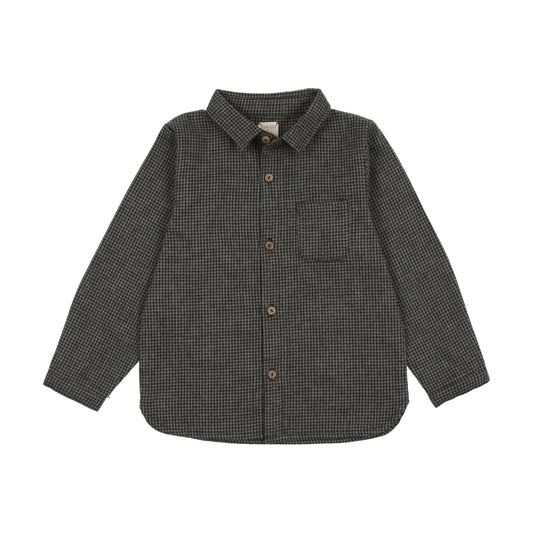 Boy Shirt- Grey Houndstooth