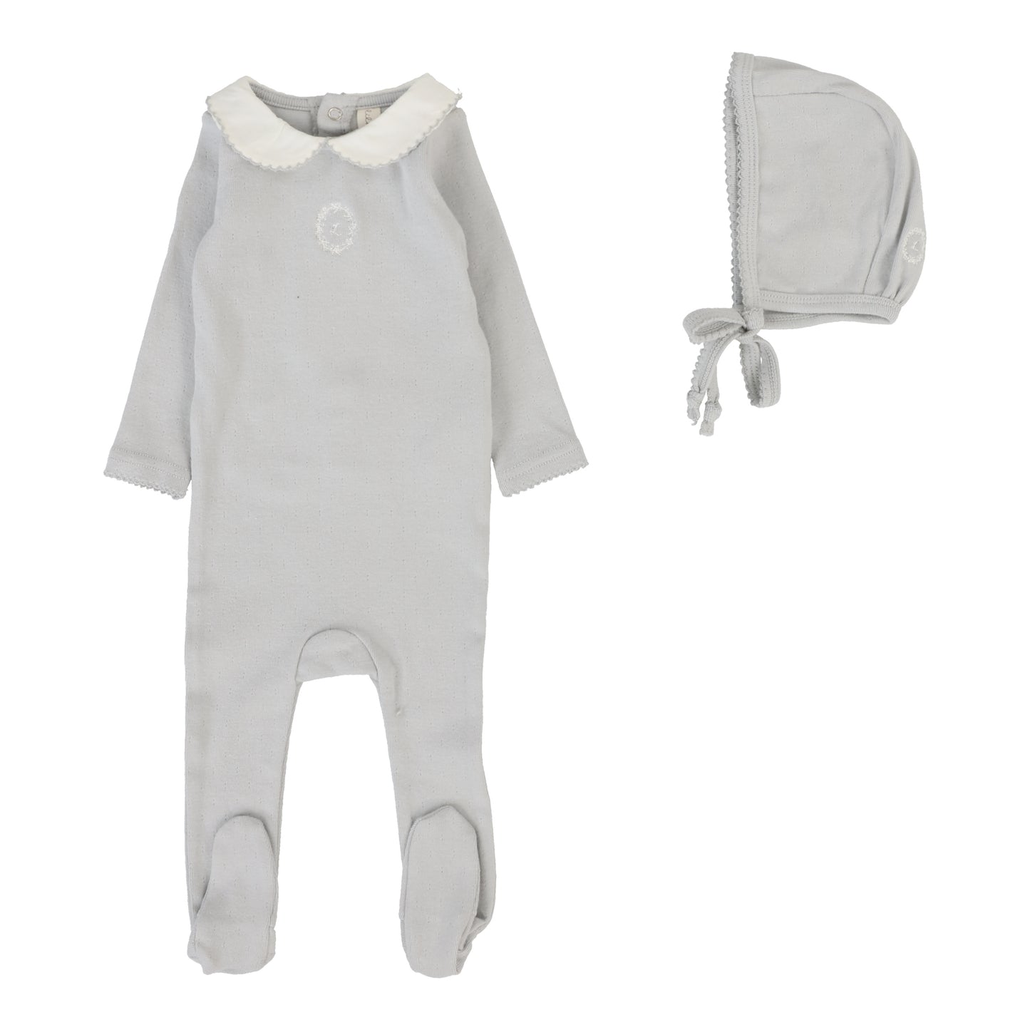 Emblem Embroidered Footie Set  Pale Blue