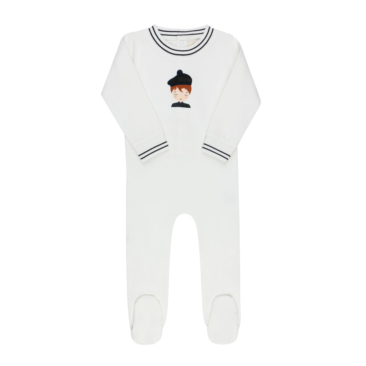 French Terry Scottish Footie-Ivory Navy