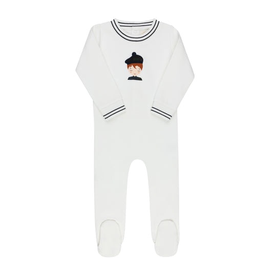 French Terry Scottish Footie-Ivory Navy