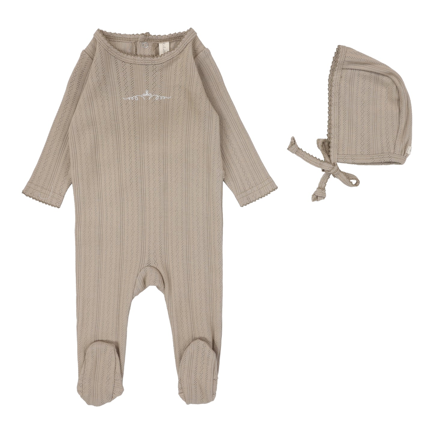Pointelle Graphic Layette Set  Oat Crown
