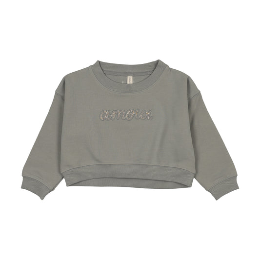 CROPPED BABY SWEATSHIRT-FLORAL- BLUE