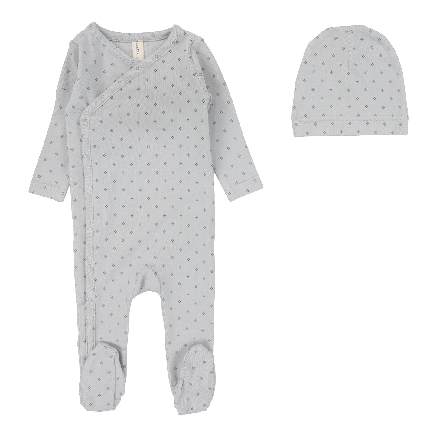 Diamond Dot Footie Set  Pale Blue