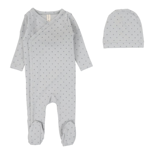Diamond Dot Footie Set  Pale Blue