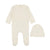 Brushed Cotton Wrapover Footie with Beanie- Winter White