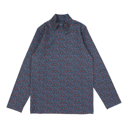 Printed Mocknecks  Off Blue