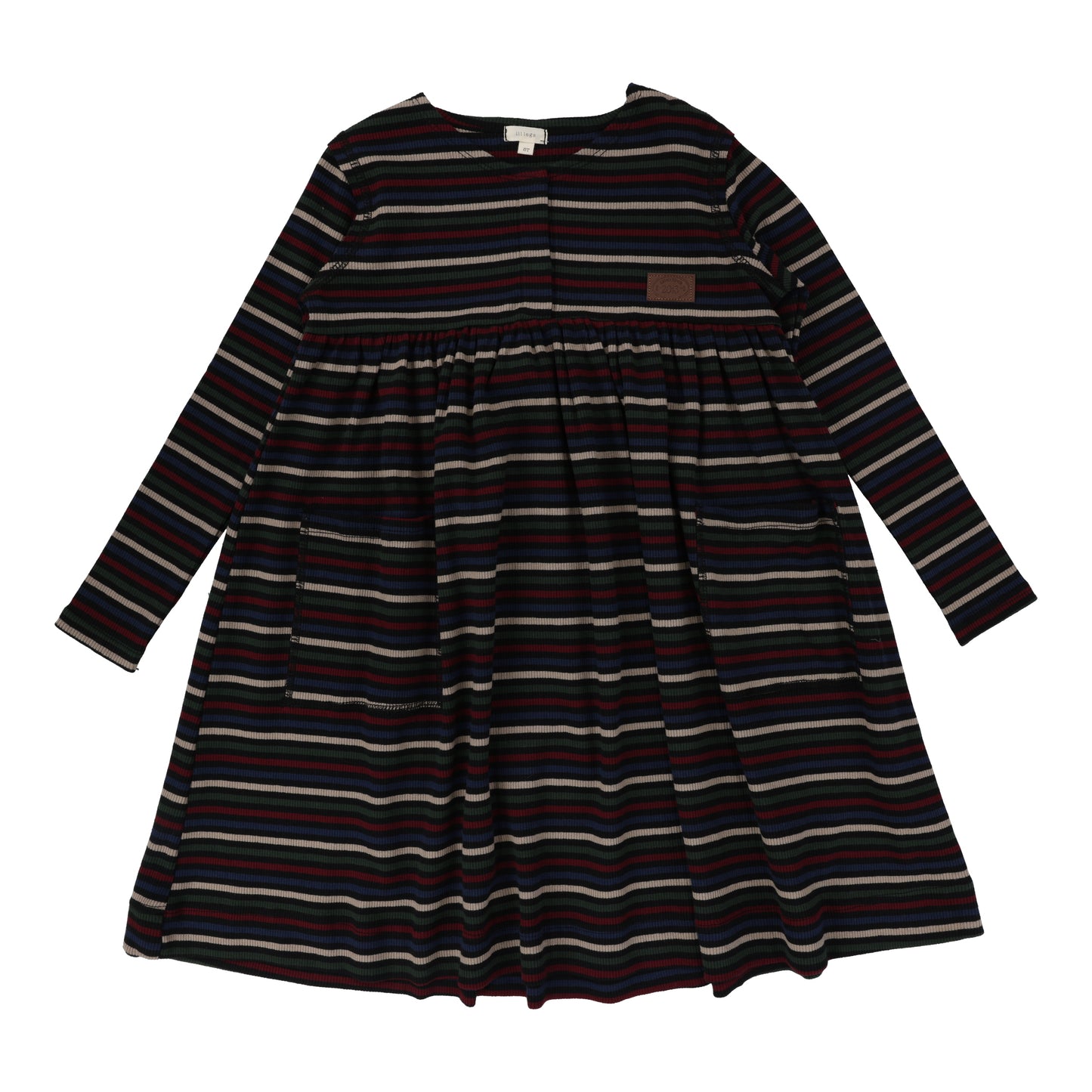 Ribbed Placket Dress- Black Multicolor