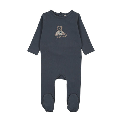 SWEET BEAR FOOTIE SET- OFF NAVY