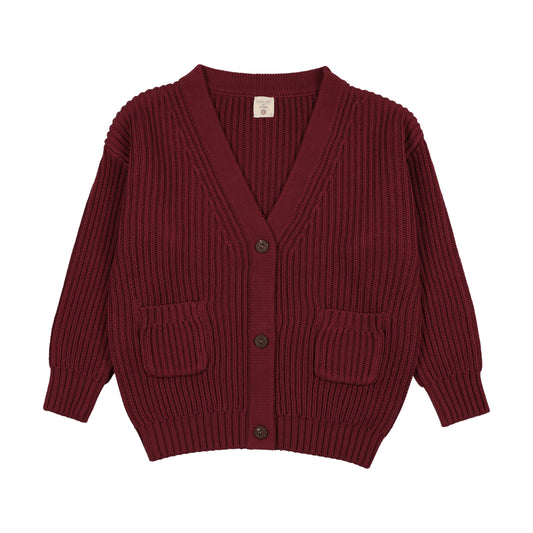 GRANDPA CARDIGAN- DEEP RED