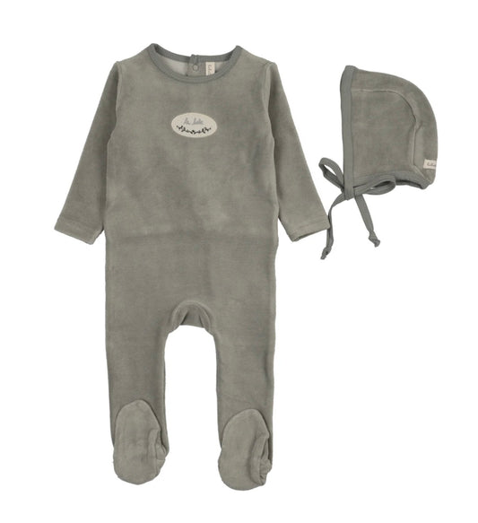 VELOUR PATCH FOOTIES SET- LIGHT BLUE
