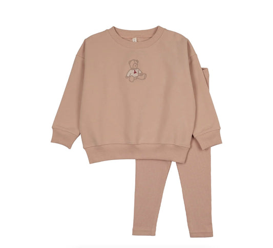 SWEET BEAR TODDLER SET- DUSTY PINK