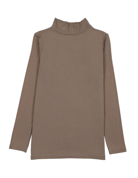 BAMBOO LONG SLEEVE MOCKNECK TEE- MISTY OAT
