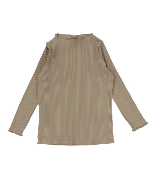 Ribbed Funnel Neck- Taupe