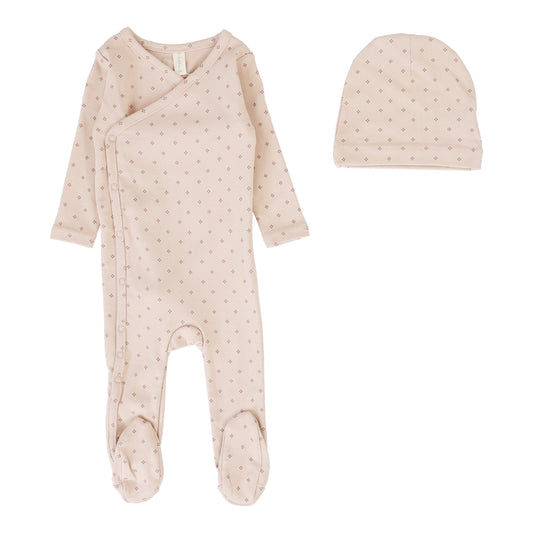 Diamond Dot Footie Set  Dusty Pink