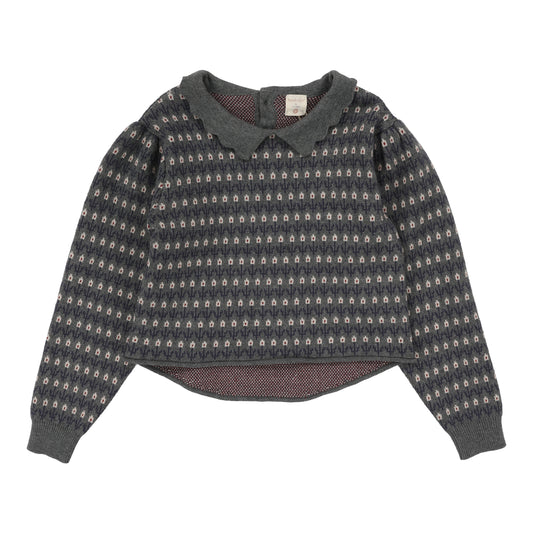 Floral Knit Sweater  Mid Grey Multi