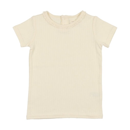 Pointelle T-Shirt Short Sleeve- Cream